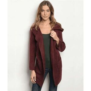 Elegant Burgundy Women's Cardigan